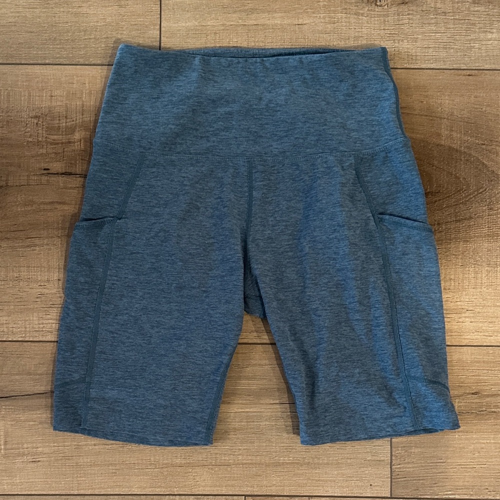 Blue High-Waisted Biker Shorts